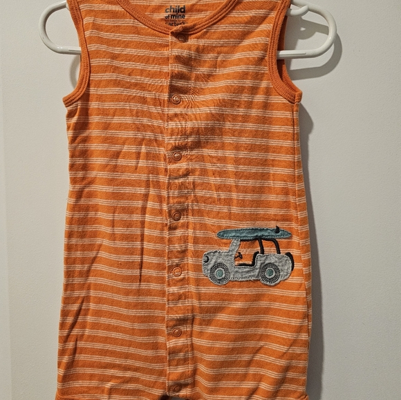 24M Carter's Orange Striped Snap Onesie for Playful Comfort‎ Surfboard Summer - Picture 7 of 8